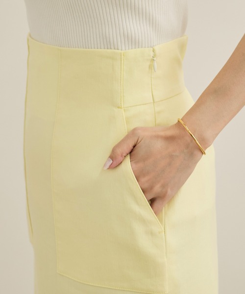 ROPE'（ロペ）の「【洗える】サテンリネン ポケット付きタイトスカート【34サイズ/J'aDoRe・店舗限定】/25SS（スカート・レディース・ブラウン/キナリ/イエロー/ネイビー・36/38/40）」の17枚目の写真