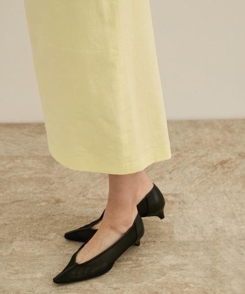 セール】【洗える】サテンリネン ポケット付きタイトスカート【34