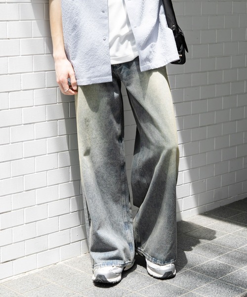 SENSE OF PLACE by URBAN RESEARCH（センスオブプレイスバイアーバンリサーチ）の「『ユニセックス』ヴィンテージライクデニムワイドパンツ（デニムパンツ・メンズ・ブラック/インディゴブルー・LARGE/MEDIUM）」の8枚目の写真