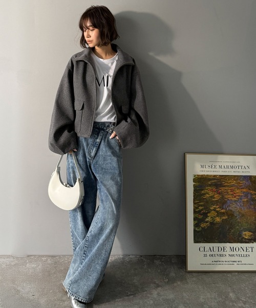 classicalelf（クラシカルエルフ）の「シンプルなのに映える、主役アウター。ショート丈ダブルZIPブルゾン（ブルゾン・レディース・モカ/アイボリー/チャコールグレー・X-LARGE/SMALL/MEDIUM/LARGE）」の17枚目の写真