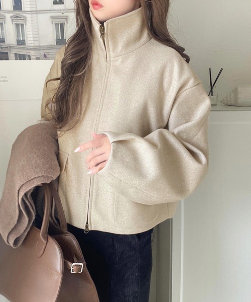 classicalelf（クラシカルエルフ）の「シンプルなのに映える、主役アウター。ショート丈ダブルZIPブルゾン（ブルゾン・レディース・モカ/アイボリー/チャコールグレー・X-LARGE/SMALL/MEDIUM/LARGE）」の11枚目の写真