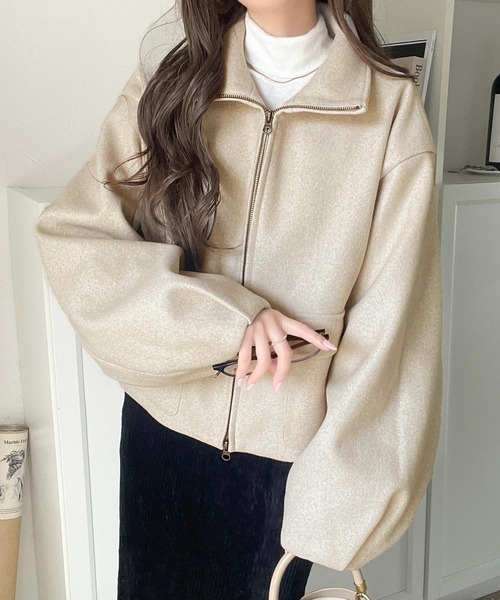 classicalelf（クラシカルエルフ）の「シンプルなのに映える、主役アウター。ショート丈ダブルZIPブルゾン（ブルゾン・レディース・モカ/アイボリー/チャコールグレー・X-LARGE/SMALL/MEDIUM/LARGE）」の12枚目の写真