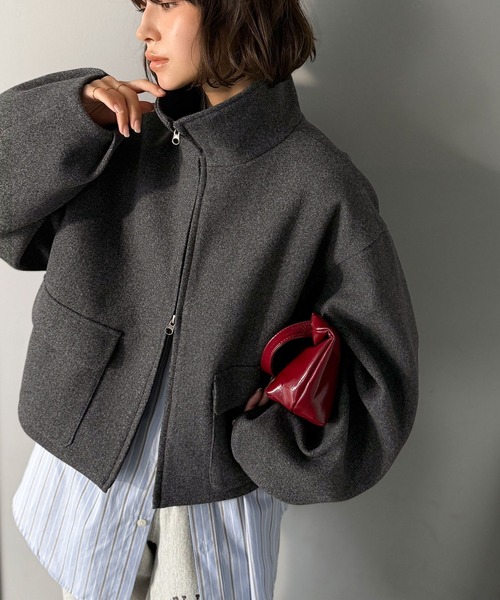 classicalelf（クラシカルエルフ）の「シンプルなのに映える、主役アウター。ショート丈ダブルZIPブルゾン（ブルゾン・レディース・モカ/アイボリー/チャコールグレー・X-LARGE/SMALL/MEDIUM/LARGE）」の19枚目の写真