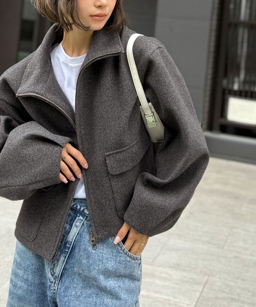 classicalelf（クラシカルエルフ）の「シンプルなのに映える、主役アウター。ショート丈ダブルZIPブルゾン（ブルゾン・レディース・モカ/アイボリー/チャコールグレー・X-LARGE/SMALL/MEDIUM/LARGE）」の13枚目の写真