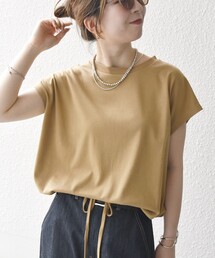 SHIPS any（シップス エニィ）の「SHIPS any:〈接触冷感/汗染み防止加工/洗濯機可能〉ドロスト フレンチスリーブ TEE（Tシャツ/カットソー）」