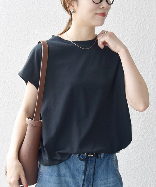 SHIPS カットソー　シルク混　Tシャツ　タグ付　未使用　フレンチスリーブ SHIPS Primary Navy Label:サイロ プレミアム フレンチ スリーブ
