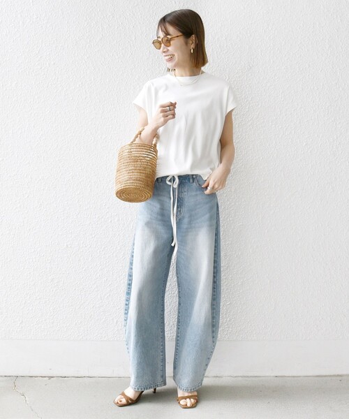 SHIPS for women / シップスウィメン SHIPS any:〈接触冷感/汗染み防止加工/洗濯機可能〉Aライン フレンチスリーブ TEE SHIPS any tシャツ any:「接触冷感/汗染み防止加工/洗濯機可能