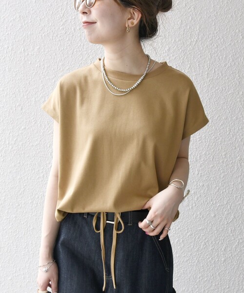 SHIPS any:〈接触冷感/汗染み防止加工/洗濯機可能〉Aライン フレンチスリーブ TEE SHIPS｜SHIPS any:<接触冷感/汗染み防止加工/洗濯機可能>Aライン