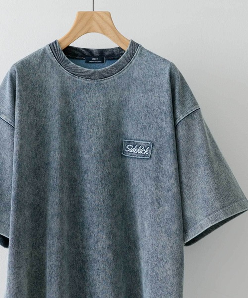 ITEMS URBANRESEARCH（アイテムズ アーバンリサーチ）の「ワンポイント刺繍クルーネックデニムTシャツ（Tシャツ/カットソー・メンズ・ブラック/ブルー/ネイビー・MEDIUM/LARGE）」の3枚目の写真