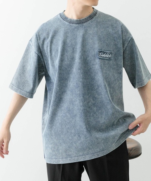 ITEMS URBANRESEARCH（アイテムズ アーバンリサーチ）の「ワンポイント刺繍クルーネックデニムTシャツ（Tシャツ/カットソー・メンズ・ブラック/ブルー/ネイビー・MEDIUM/LARGE）」の5枚目の写真