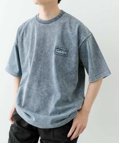 ITEMS URBANRESEARCH（アイテムズ アーバンリサーチ）の「ワンポイント刺繍クルーネックデニムTシャツ（Tシャツ/カットソー・メンズ・ブラック/ブルー/ネイビー・MEDIUM/LARGE）」の6枚目の写真