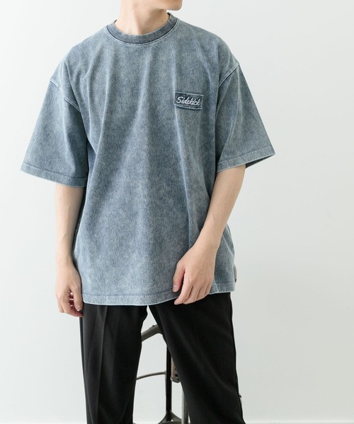 ITEMS URBANRESEARCH（アイテムズ アーバンリサーチ）の「ワンポイント刺繍クルーネックデニムTシャツ（Tシャツ/カットソー・メンズ・ブラック/ブルー/ネイビー・MEDIUM/LARGE）」の7枚目の写真