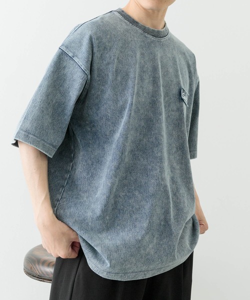 ITEMS URBANRESEARCH（アイテムズ アーバンリサーチ）の「ワンポイント刺繍クルーネックデニムTシャツ（Tシャツ/カットソー・メンズ・ブラック/ブルー/ネイビー・MEDIUM/LARGE）」の8枚目の写真