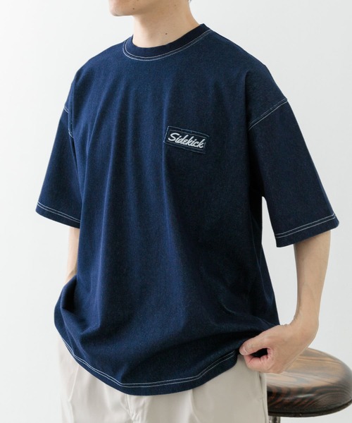 ITEMS URBANRESEARCH（アイテムズ アーバンリサーチ）の「ワンポイント刺繍クルーネックデニムTシャツ（Tシャツ/カットソー・メンズ・ブラック/ブルー/ネイビー・MEDIUM/LARGE）」の12枚目の写真