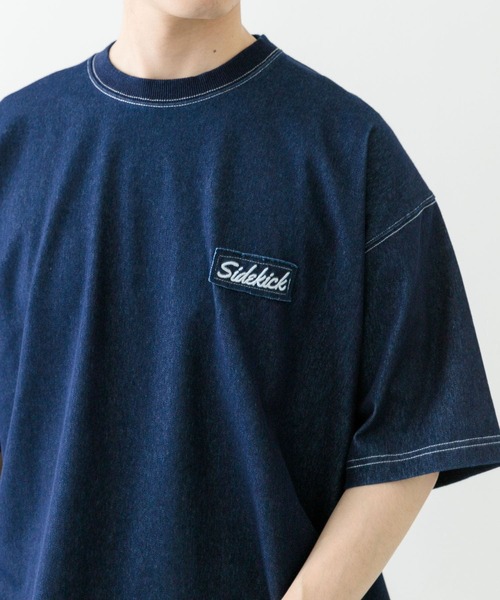 ITEMS URBANRESEARCH（アイテムズ アーバンリサーチ）の「ワンポイント刺繍クルーネックデニムTシャツ（Tシャツ/カットソー・メンズ・ブラック/ブルー/ネイビー・MEDIUM/LARGE）」の13枚目の写真