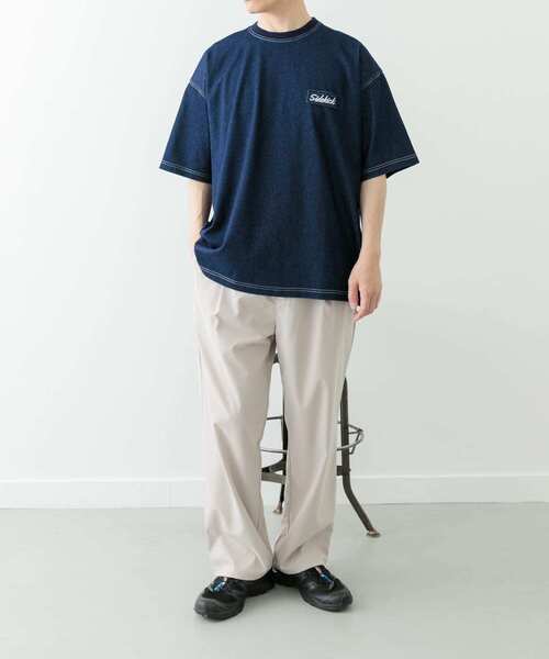 ワンポイント刺繍クルーネックデニムTシャツ（Tシャツ/カットソー