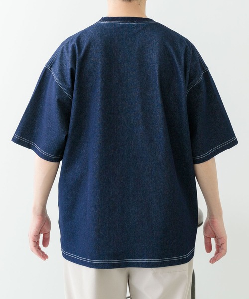 ITEMS URBANRESEARCH（アイテムズ アーバンリサーチ）の「ワンポイント刺繍クルーネックデニムTシャツ（Tシャツ/カットソー・メンズ・ブラック/ブルー/ネイビー・MEDIUM/LARGE）」の21枚目の写真