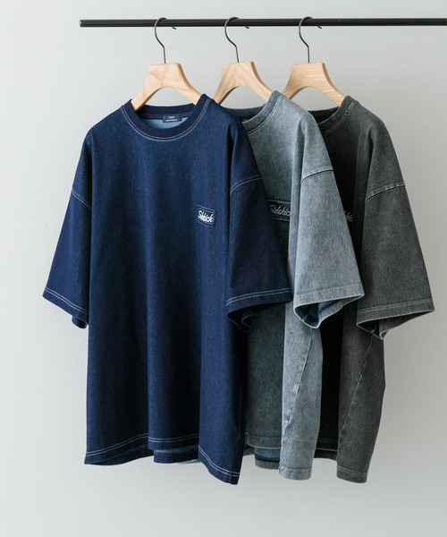 ITEMS URBANRESEARCH（アイテムズ アーバンリサーチ）の「ワンポイント刺繍クルーネックデニムTシャツ（Tシャツ/カットソー・メンズ・ブラック/ブルー/ネイビー・MEDIUM/LARGE）」の22枚目の写真