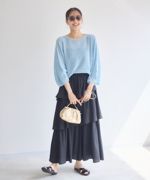 KATHARINE ROSS（キャサリンロス）の「【KATHARINE ROSS】ふわ袖かのこ和紙ニット（ニット/セーター・レディース・ライトブルー/チャコールグレー/オフホワイト・MEDIUM）」の20枚目の写真