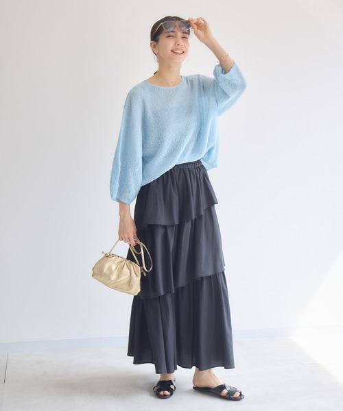 KATHARINE ROSS（キャサリンロス）の「【KATHARINE ROSS】ふわ袖かのこ和紙ニット（ニット/セーター・レディース・ライトブルー/チャコールグレー/オフホワイト・MEDIUM）」の21枚目の写真