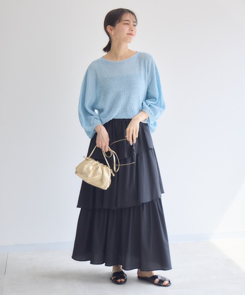 KATHARINE ROSS（キャサリンロス）の「【KATHARINE ROSS】ふわ袖かのこ和紙ニット（ニット/セーター・レディース・ライトブルー/チャコールグレー/オフホワイト・MEDIUM）」の22枚目の写真