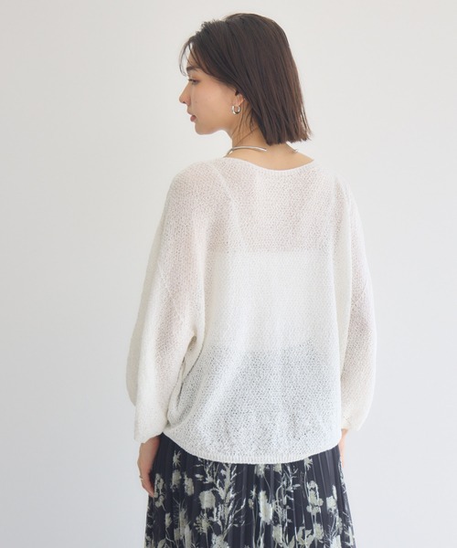 KATHARINE ROSS（キャサリンロス）の「【KATHARINE ROSS】ふわ袖かのこ和紙ニット（ニット/セーター・レディース・ライトブルー/チャコールグレー/オフホワイト・MEDIUM）」の10枚目の写真