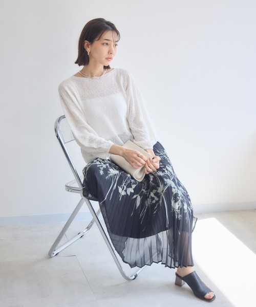 KATHARINE ROSS（キャサリンロス）の「【KATHARINE ROSS】ふわ袖かのこ和紙ニット（ニット/セーター・レディース・ライトブルー/チャコールグレー/オフホワイト・MEDIUM）」の12枚目の写真