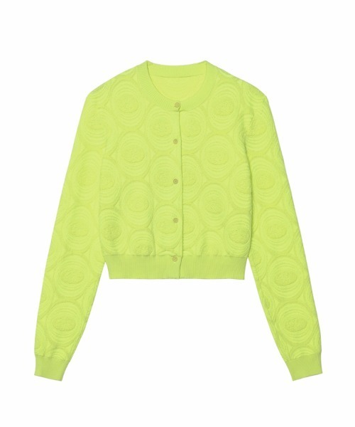 ニット セーター Eye-catching Matelasse Onion-graphic Cotton-blend Cardigan / オニオング セール】Eye-catching Matelasse Onion-graphic Cotton-blend