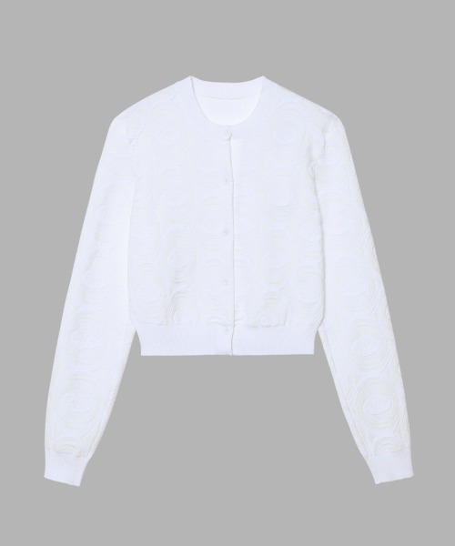 ニット セーター Eye-catching Matelasse Onion-graphic Cotton-blend Cardigan / オニオング セール】Eye-catching Matelasse Onion-graphic Cotton-blend