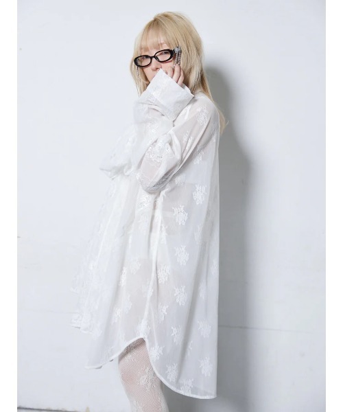 neith./ネイス/Too Big Ribbon Lace Shirt