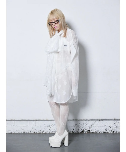neith./ネイス/Too Big Ribbon Lace Shirt