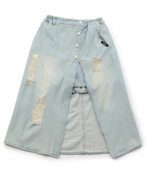 algy（アルジー）の「ダメージデニムロングラップスカート（デニムスカート・キッズ・ブラック/サックスブルー・XX-SMALL/X-SMALL/SMALL/MEDIUM）」の5枚目の写真