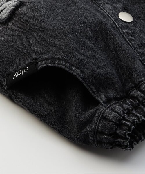 algy（アルジー）の「ダメージデニムロングラップスカート（デニムスカート・キッズ・ブラック/サックスブルー・XX-SMALL/X-SMALL/SMALL/MEDIUM）」の10枚目の写真