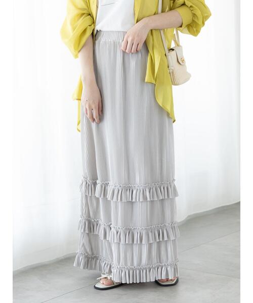 Te chichi TERRASSE(テチチテラス)の「裾フリルプリーツスカート(スカート・レディース・オフホワイト/ブルー/チャコールグレー・F)」の9枚目の写真