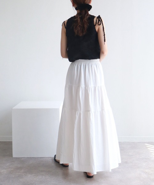 NOGLE（ノグル）の「【NOGLE/ノグル】ティアードロングスカート（スカート・レディース・ホワイト/ブラック・FREE）」の10枚目の写真