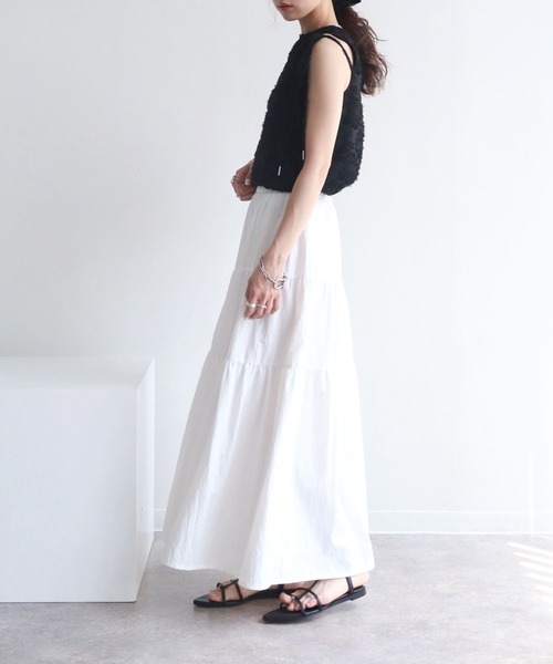 NOGLE（ノグル）の「【NOGLE/ノグル】ティアードロングスカート（スカート・レディース・ホワイト/ブラック・FREE）」の9枚目の写真