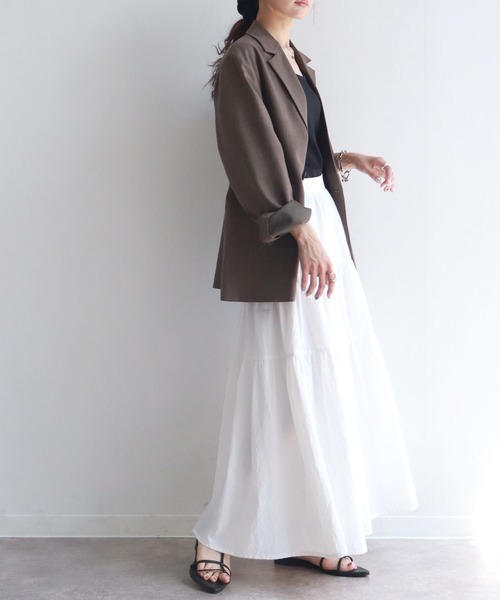 NOGLE（ノグル）の「【NOGLE/ノグル】ティアードロングスカート（スカート・レディース・ホワイト/ブラック・FREE）」の5枚目の写真