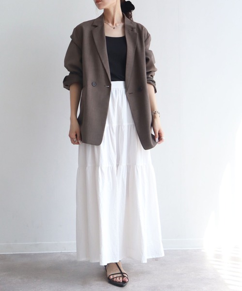 NOGLE（ノグル）の「【NOGLE/ノグル】ティアードロングスカート（スカート・レディース・ホワイト/ブラック・FREE）」の3枚目の写真