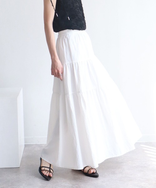 NOGLE（ノグル）の「【NOGLE/ノグル】ティアードロングスカート（スカート・レディース・ホワイト/ブラック・FREE）」の11枚目の写真