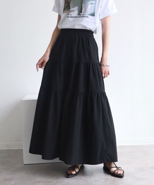 NOGLE（ノグル）の「【NOGLE/ノグル】ティアードロングスカート（スカート・レディース・ホワイト/ブラック・FREE）」の17枚目の写真