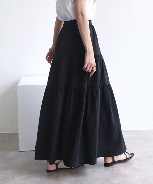 NOGLE（ノグル）の「【NOGLE/ノグル】ティアードロングスカート（スカート・レディース・ホワイト/ブラック・FREE）」の16枚目の写真