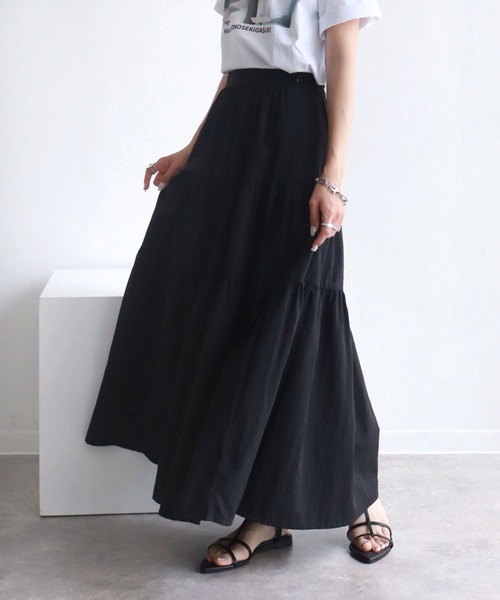 NOGLE（ノグル）の「【NOGLE/ノグル】ティアードロングスカート（スカート・レディース・ホワイト/ブラック・FREE）」の15枚目の写真