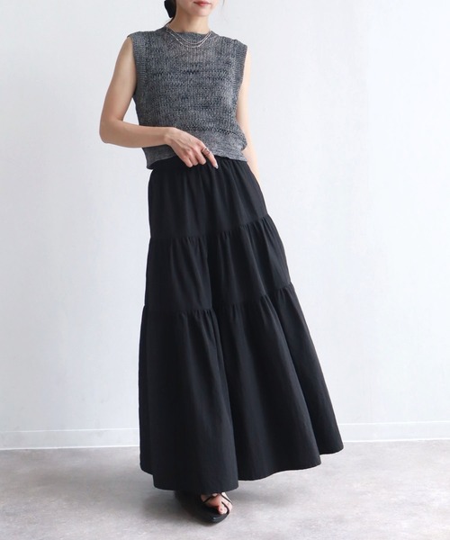NOGLE（ノグル）の「【NOGLE/ノグル】ティアードロングスカート（スカート・レディース・ホワイト/ブラック・FREE）」の19枚目の写真