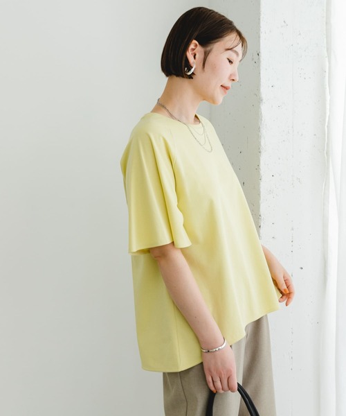 リンネル8月号掲載Fby ROSSOUVCUTバックテールフレアスリーブTシャツ セール】リンネル8月号掲載『UR TECH』Fby ROSSO UVCUTバック