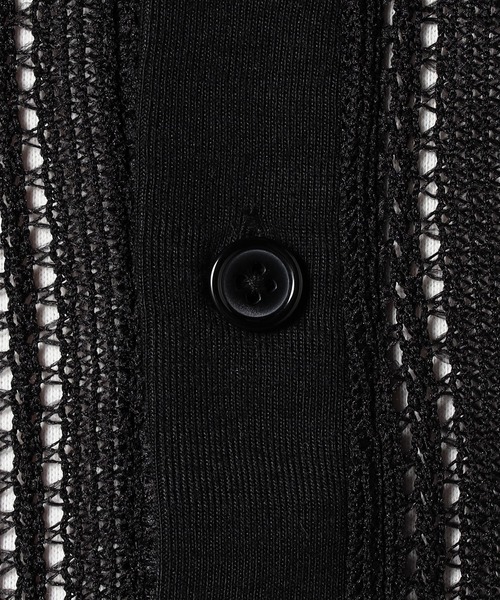 Grand PARK（グランドパーク）の「[ニットシャツ+タンクトップ　セットアイテム]アンサンブル透かし編みニット半袖シャツ（シャツ/ブラウス・メンズ・ブラック/ホワイト・LARGE/MEDIUM）」の9枚目の写真