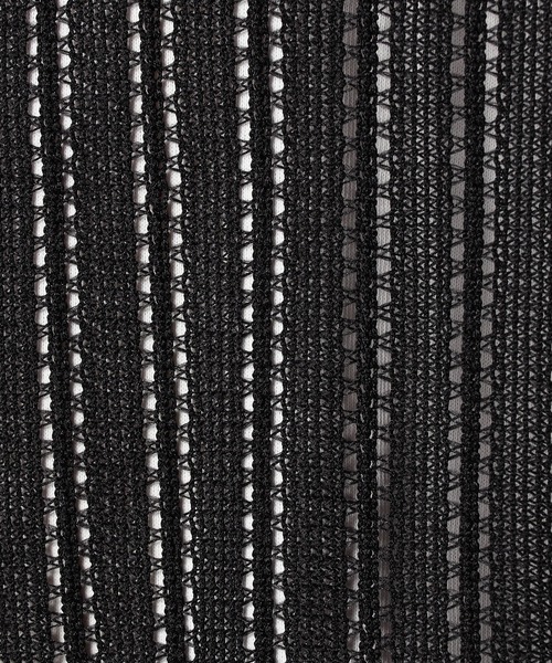 Grand PARK（グランドパーク）の「[ニットシャツ+タンクトップ　セットアイテム]アンサンブル透かし編みニット半袖シャツ（シャツ/ブラウス・メンズ・ブラック/ホワイト・LARGE/MEDIUM）」の10枚目の写真