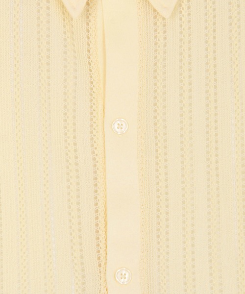 Grand PARK（グランドパーク）の「[ニットシャツ+タンクトップ　セットアイテム]アンサンブル透かし編みニット半袖シャツ（シャツ/ブラウス・メンズ・ブラック/ホワイト・LARGE/MEDIUM）」の18枚目の写真