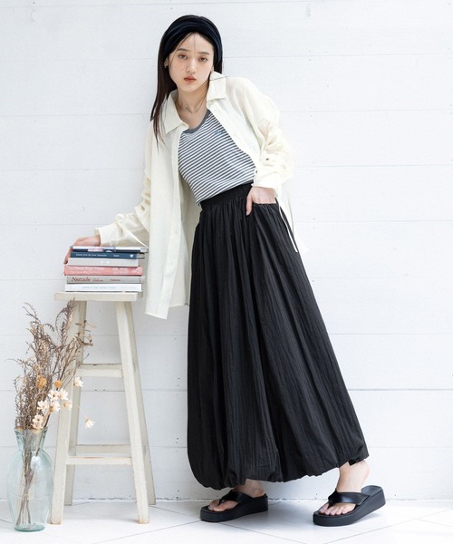 RAGEBLUE（レイジブルー）の「バルーンロングスカート2（スカート・レディース・ブラック/ホワイト・FREE）」の3枚目の写真