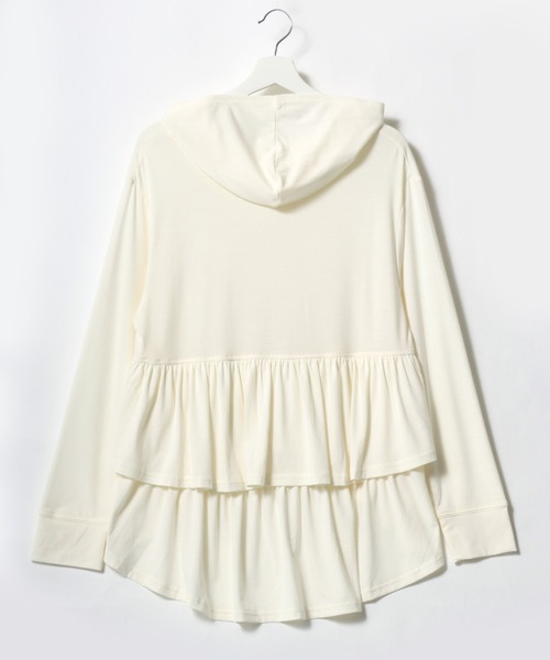 Salong hameu(サロン ハミュー)の「UVカット加工・接触冷感・吸汗速乾・ストレッチ バックフリル ジップアップパーカー レディース/UVパーカー(パーカー・レディース・アイボリー/サックスブルー/ブラック/ベージュ・M/L)」の3枚目の写真