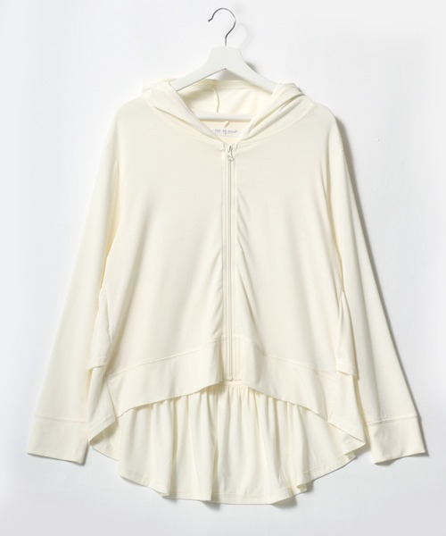 Salong hameu(サロン ハミュー)の「UVカット加工・接触冷感・吸汗速乾・ストレッチ バックフリル ジップアップパーカー レディース/UVパーカー(パーカー・レディース・アイボリー/サックスブルー/ブラック/ベージュ・M/L)」の5枚目の写真